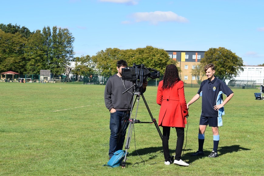 Sky Sports News film at Samuel Ryder Academy, ahead of the Ryder Cup ...
